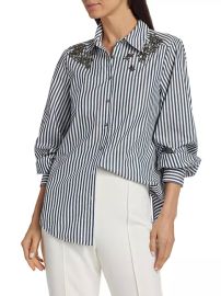 Shop Cinq Sept Kandice Crystal-Embellished Stripe Shirt at Saks Fifth Avenue